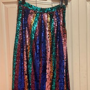 Vibrant Sequin Striped A-Line Skirt